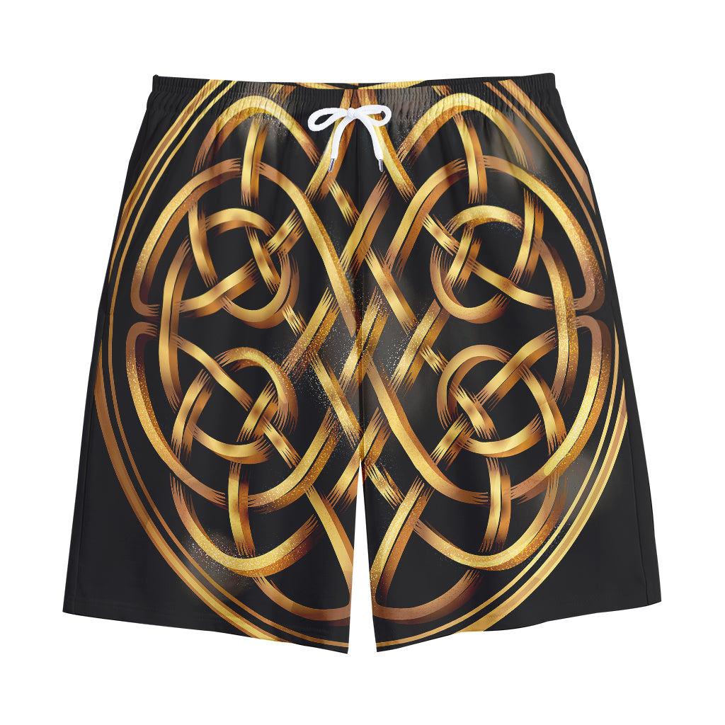 Golden Celtic Knot Print Cotton Shorts