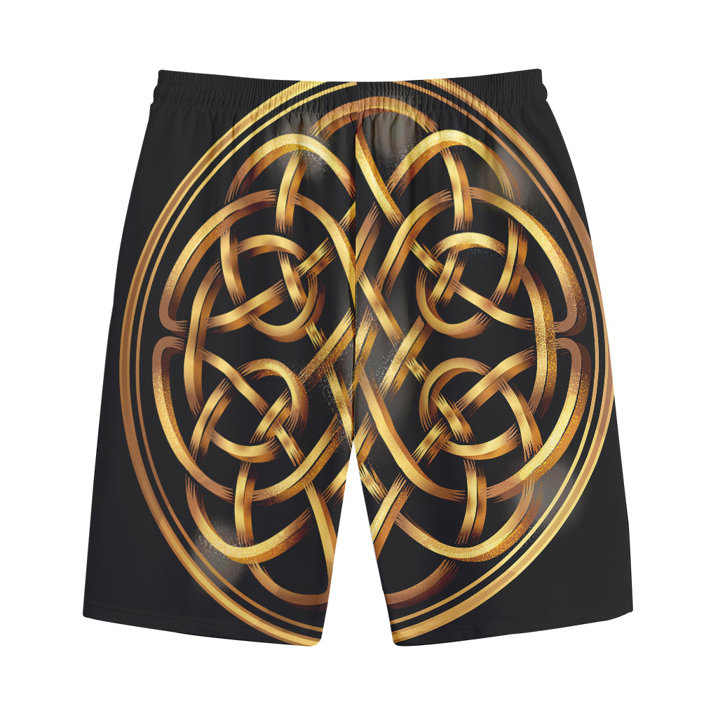 Golden Celtic Knot Print Cotton Shorts