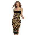 Golden Celtic Knot Print Cross Back Cami Dress