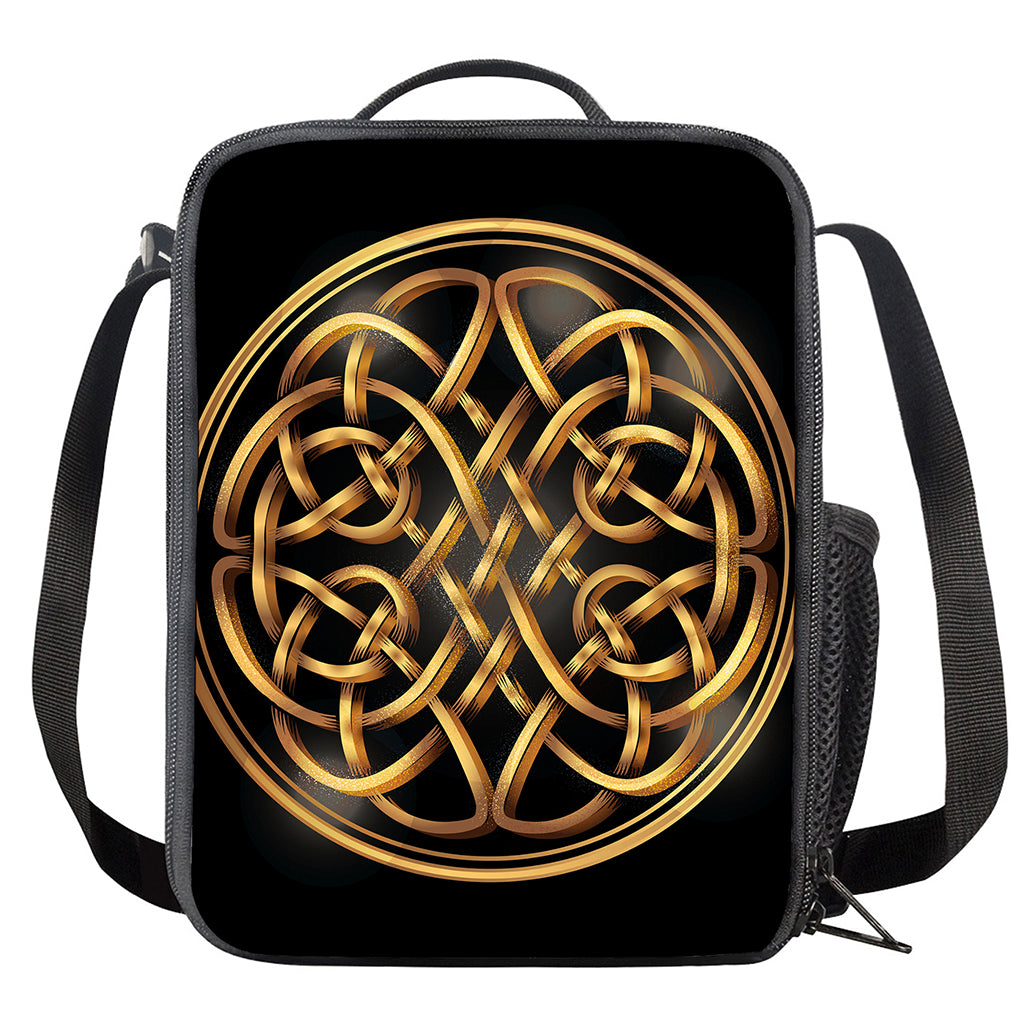 Golden Celtic Knot Print Crossbody Lunch Bag