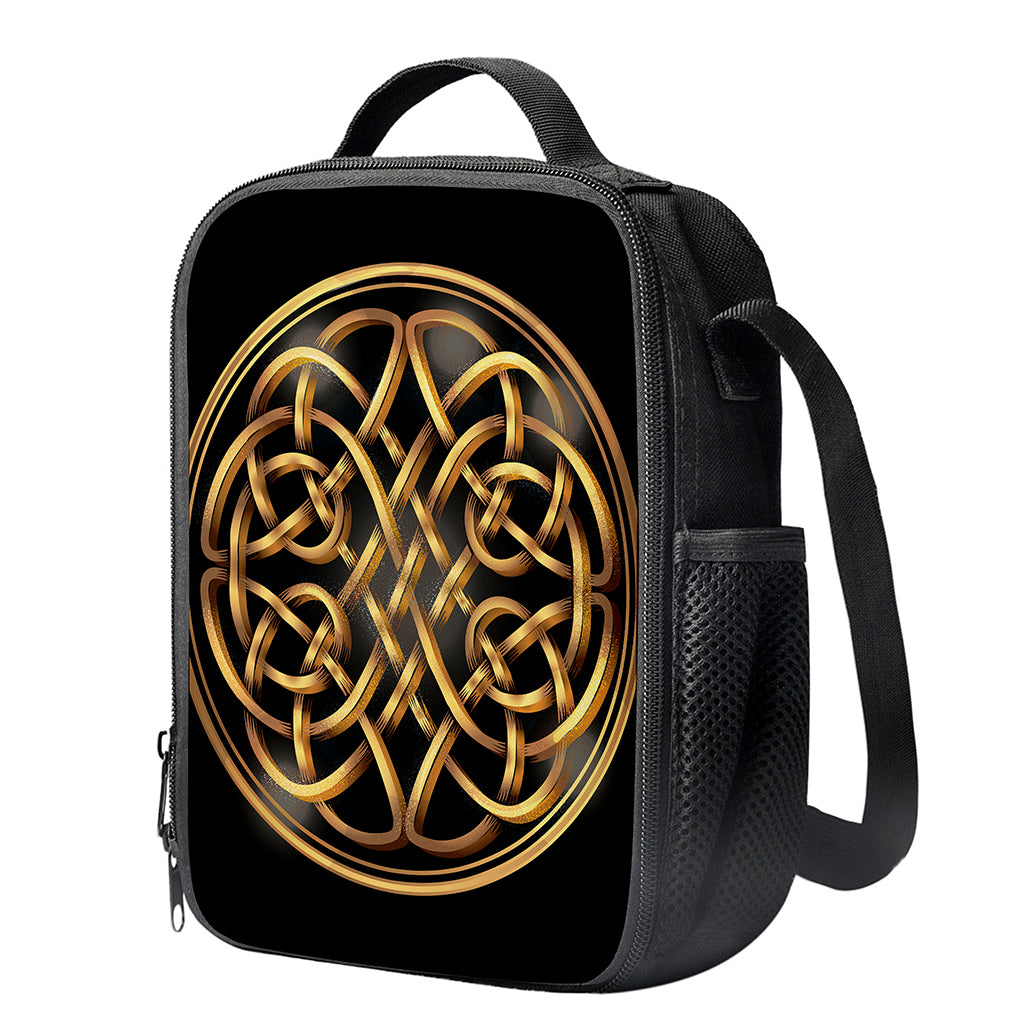 Golden Celtic Knot Print Crossbody Lunch Bag