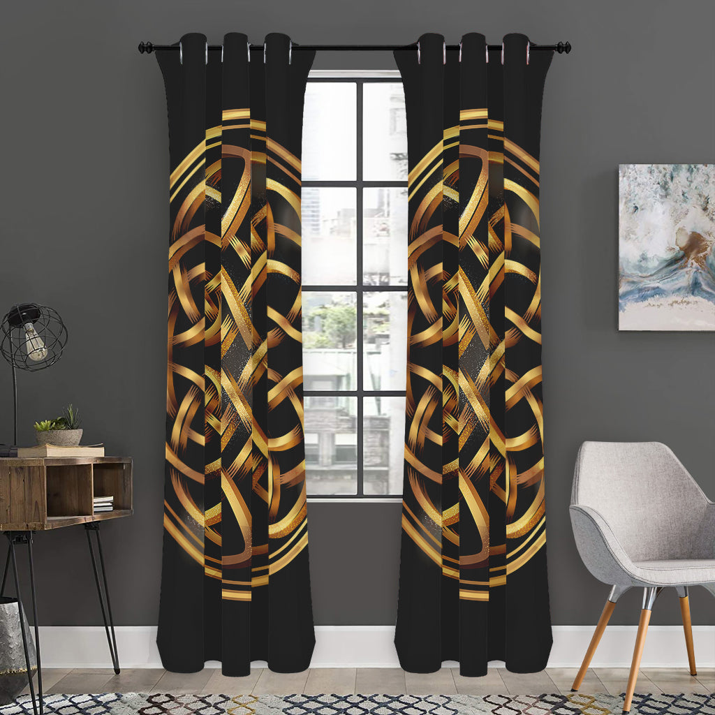 Golden Celtic Knot Print Curtain