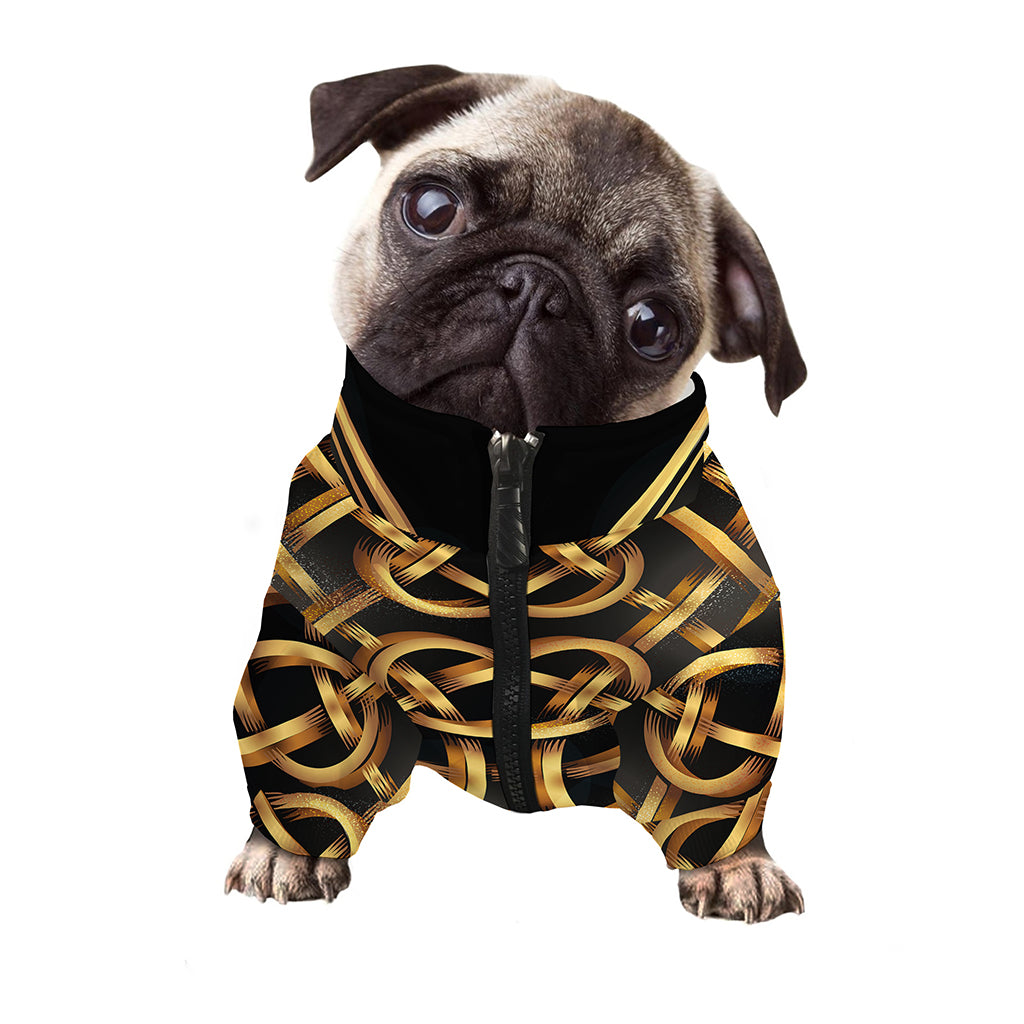 Golden Celtic Knot Print Dog Zip Up Jacket