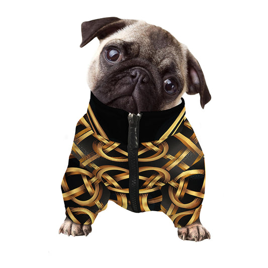 Golden Celtic Knot Print Dog Zip Up Jacket