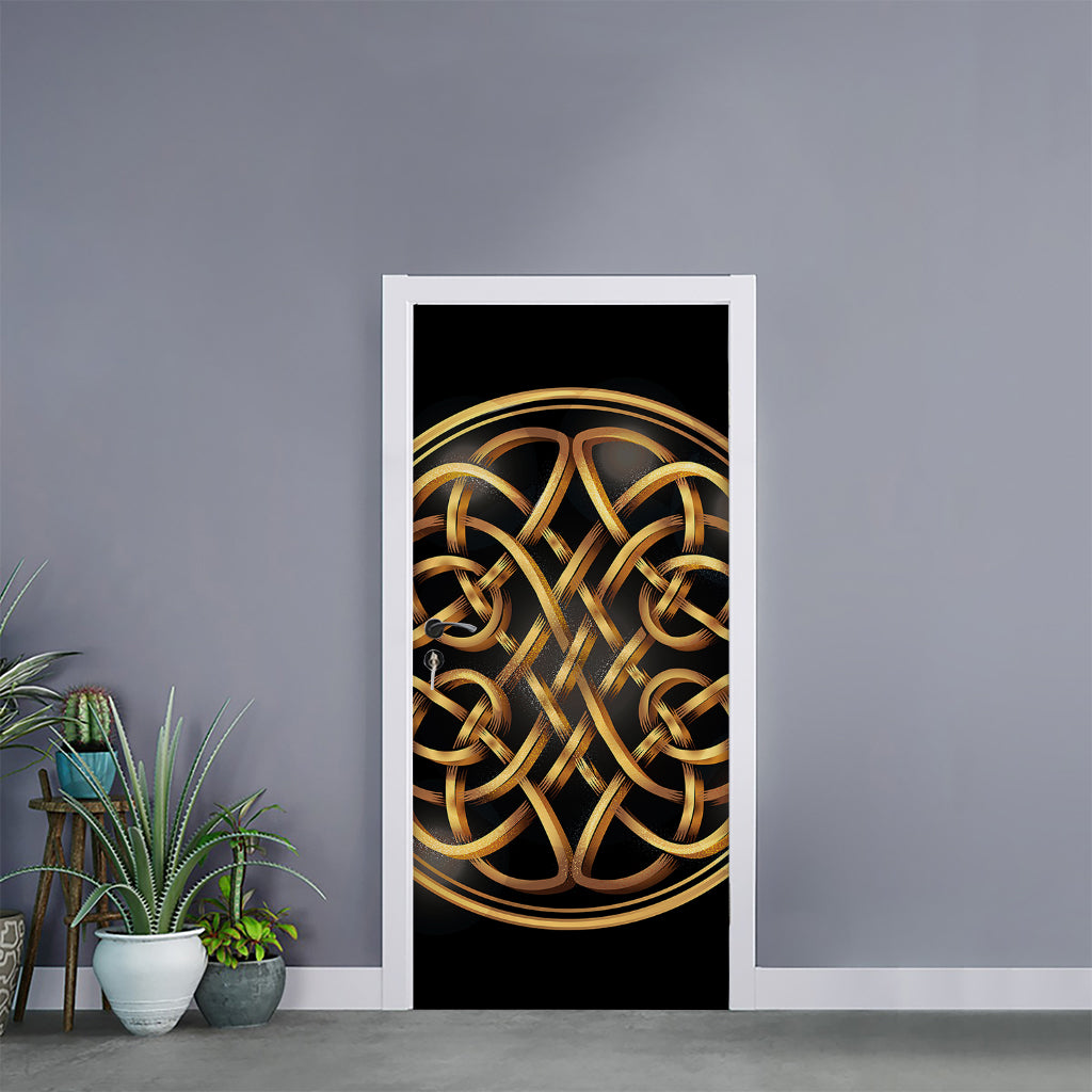 Golden Celtic Knot Print Door Sticker