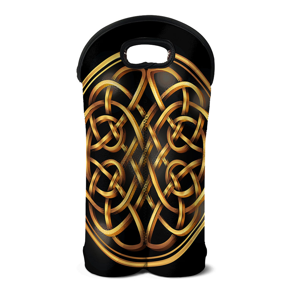 Golden Celtic Knot Print Double Neoprene Wine Tote
