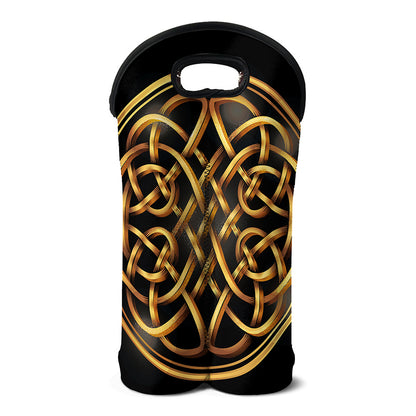 Golden Celtic Knot Print Double Neoprene Wine Tote