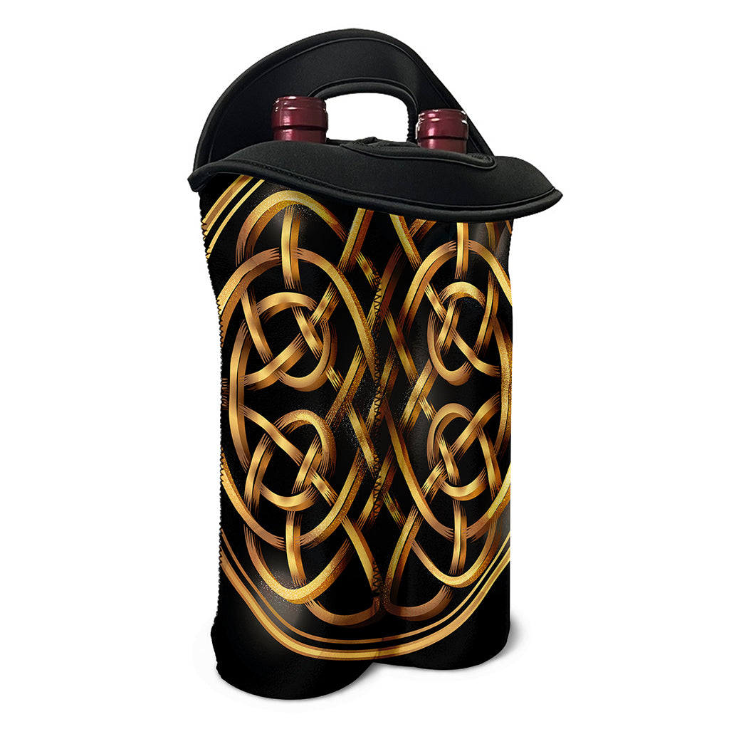 Golden Celtic Knot Print Double Neoprene Wine Tote