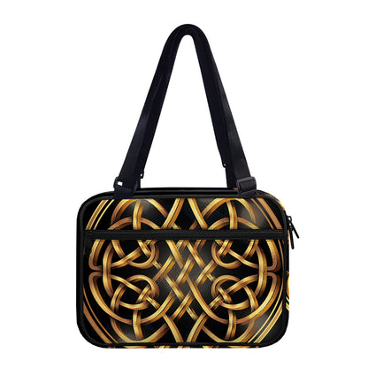 Golden Celtic Knot Print Double Strap Bible Bag