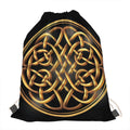 Golden Celtic Knot Print Drawstring Bag