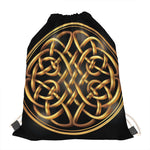Golden Celtic Knot Print Drawstring Bag
