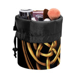Golden Celtic Knot Print Drawstring Makeup Bag