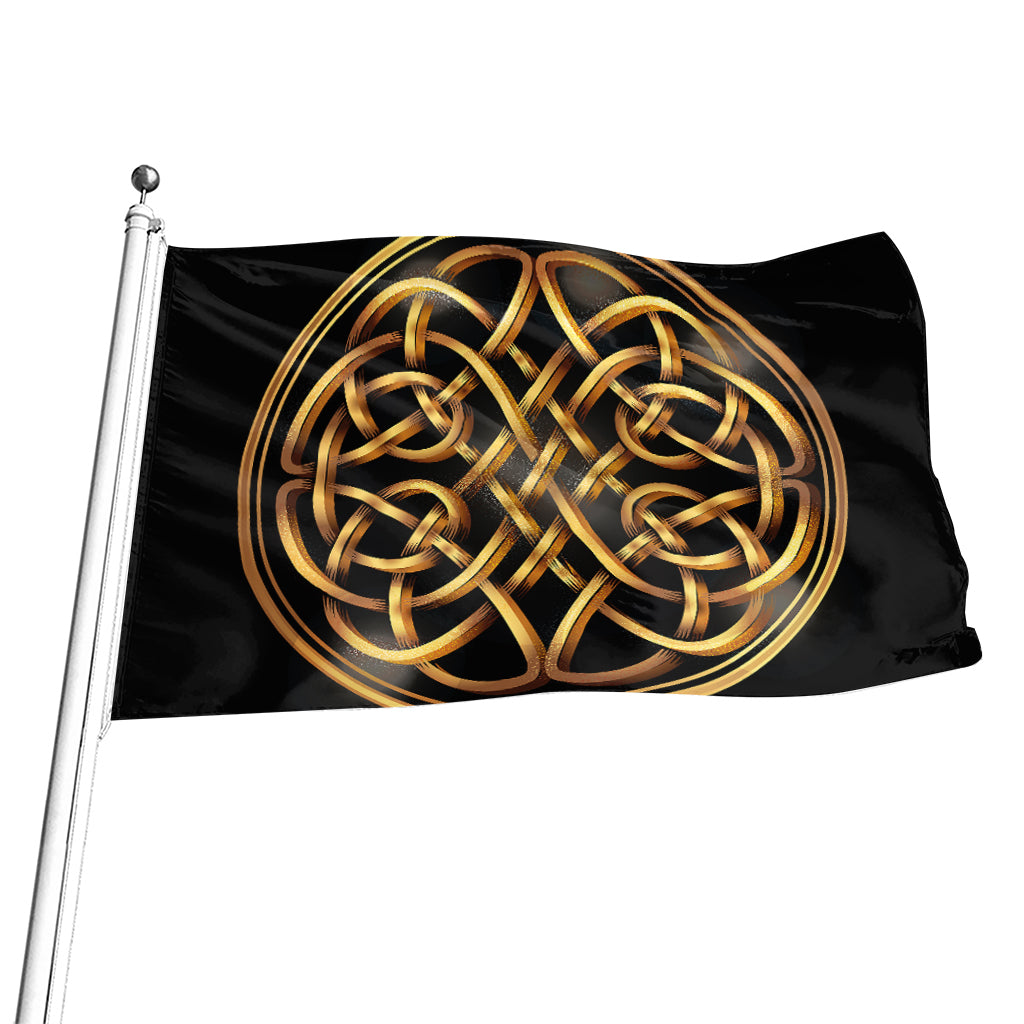 Golden Celtic Knot Print Flag