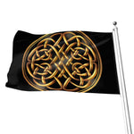Golden Celtic Knot Print Flag