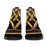 Golden Celtic Knot Print Flat Ankle Boots