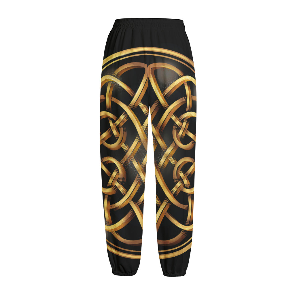 Golden Celtic Knot Print Fleece Lined Knit Pants