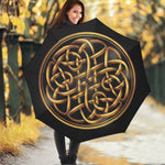 Golden Celtic Knot Print Foldable Umbrella
