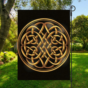 Golden Celtic Knot Print Garden Flag