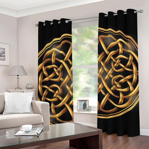 Golden Celtic Knot Print Grommet Curtains