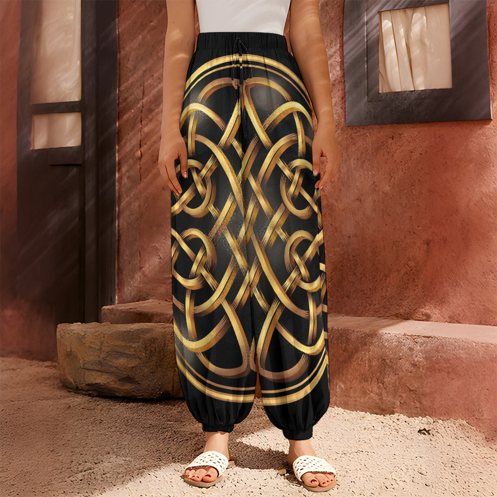 Golden Celtic Knot Print Harem Pants