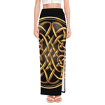 Golden Celtic Knot Print High Slit Maxi Skirt