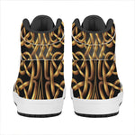 Golden Celtic Knot Print High Top Leather Sneakers