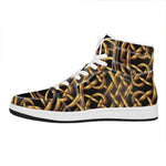 Golden Celtic Knot Print High Top Leather Sneakers