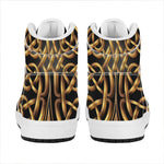 Golden Celtic Knot Print High Top Leather Sneakers