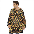 Golden Celtic Knot Print Hoodie Blanket
