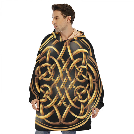 Golden Celtic Knot Print Hoodie Blanket