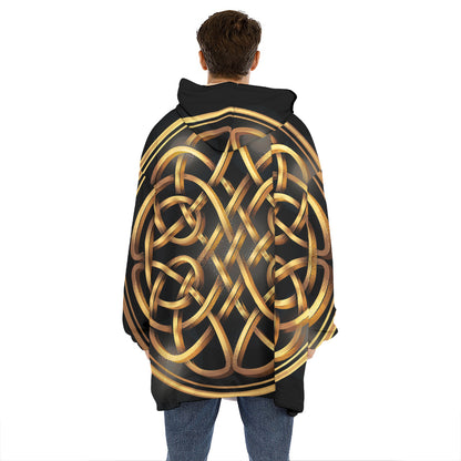 Golden Celtic Knot Print Hoodie Blanket