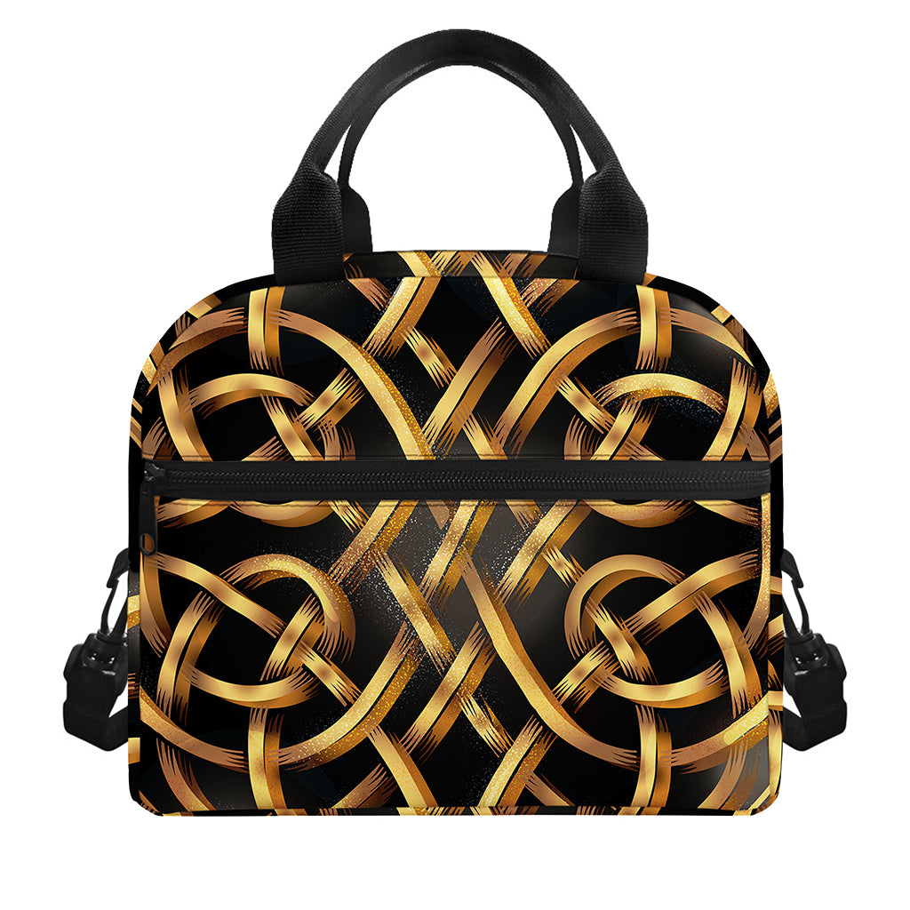 Golden Celtic Knot Print Insulated Lunch Bag