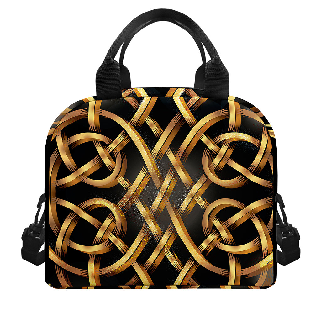 Golden Celtic Knot Print Insulated Lunch Bag