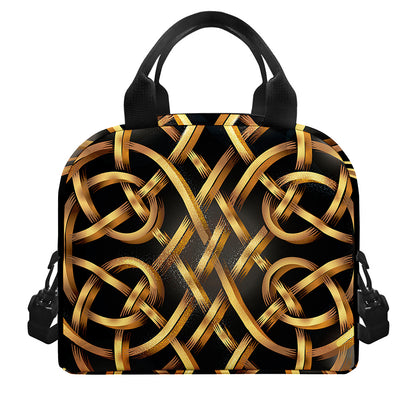 Golden Celtic Knot Print Insulated Lunch Bag