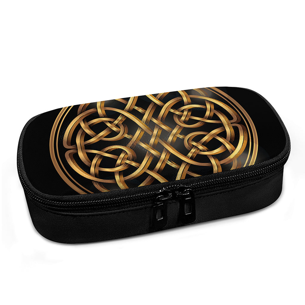 Golden Celtic Knot Print Insulin Cooler Travel Case