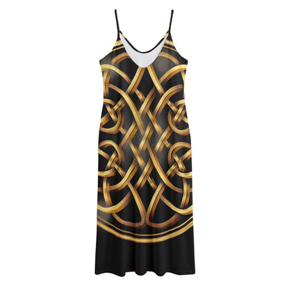 Golden Celtic Knot Print Jersey Midi Cami Dress