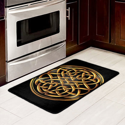 Golden Celtic Knot Print Kitchen Mat
