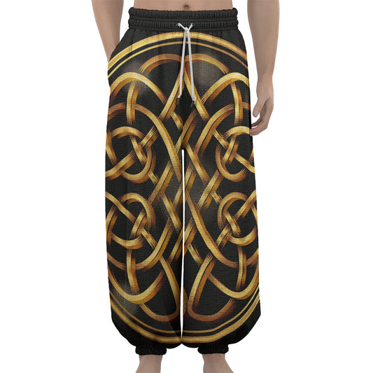 Golden Celtic Knot Print Lantern Pants