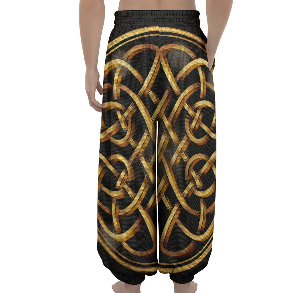 Golden Celtic Knot Print Lantern Pants