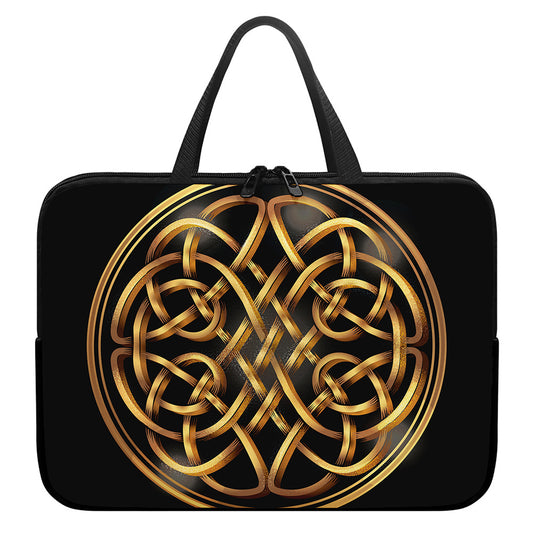 Golden Celtic Knot Print Laptop Sleeve With Handle