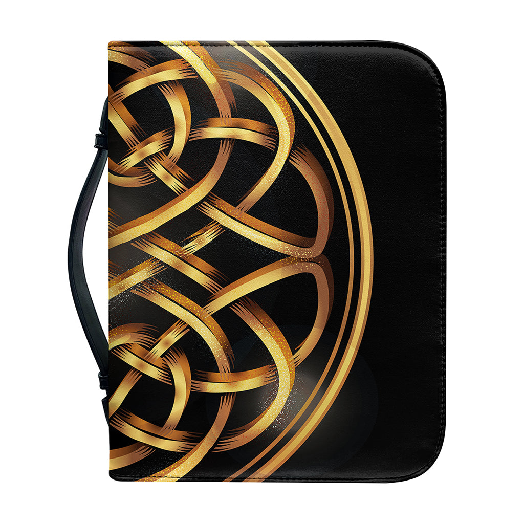 Golden Celtic Knot Print Leather Bible Cover