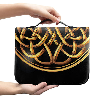 Golden Celtic Knot Print Leather Bible Cover