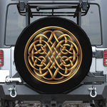 Golden Celtic Knot Print Leather Spare Tire Cover