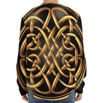 Golden Celtic Knot Print Long Sleeve Baseball Jersey