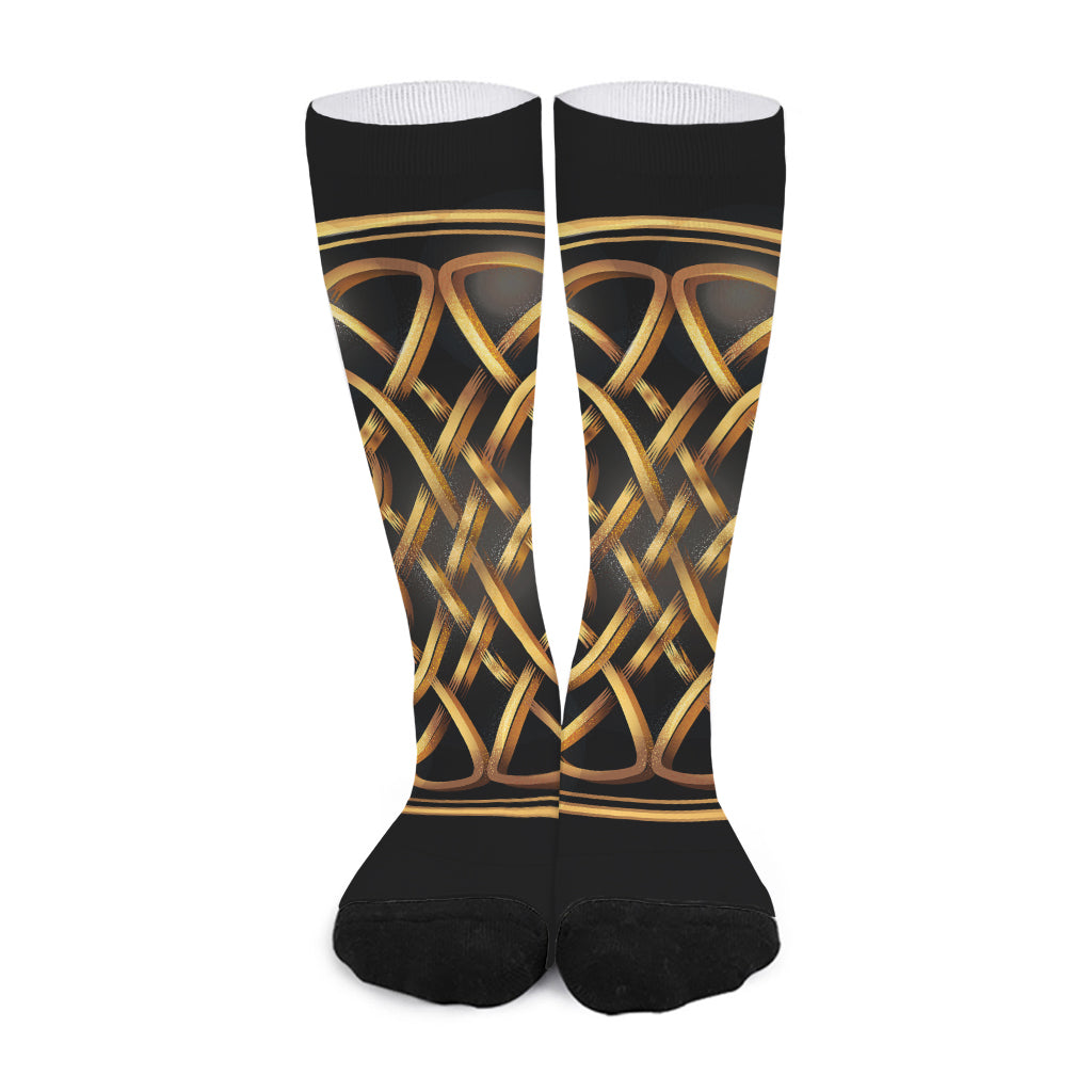 Golden Celtic Knot Print Long Socks