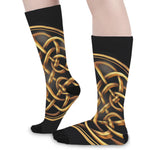 Golden Celtic Knot Print Long Socks