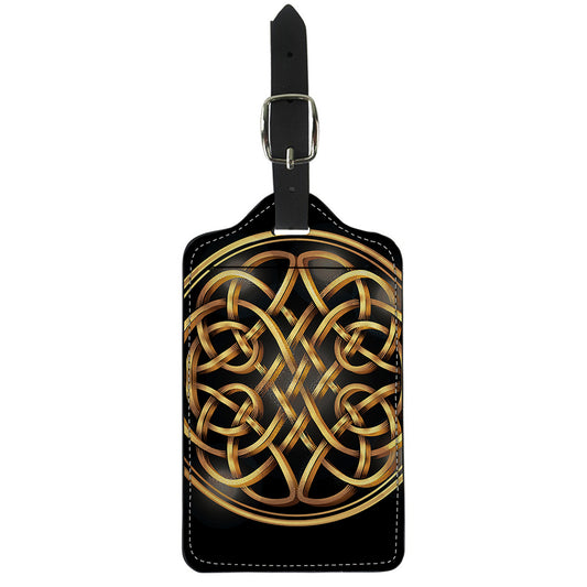 Golden Celtic Knot Print Luggage Tag