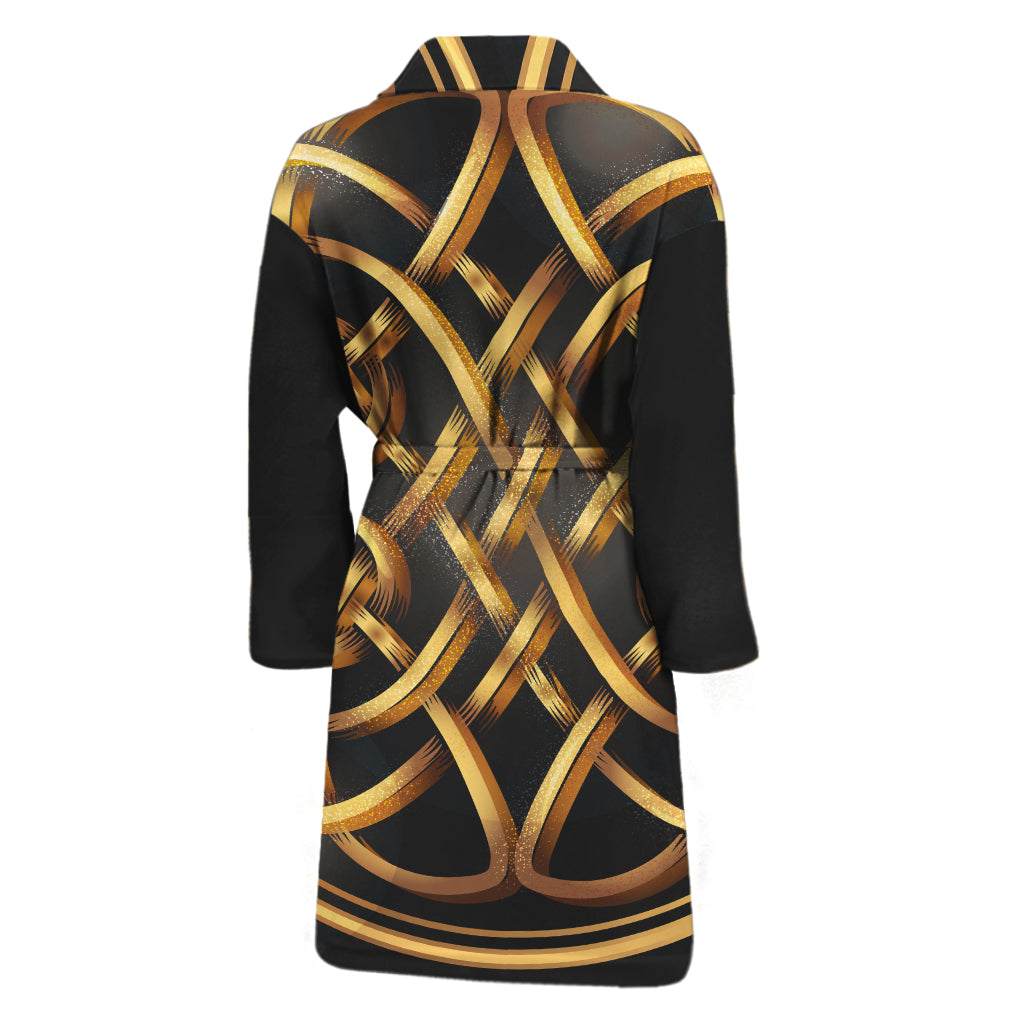 Golden Celtic Knot Print Men's Bathrobe