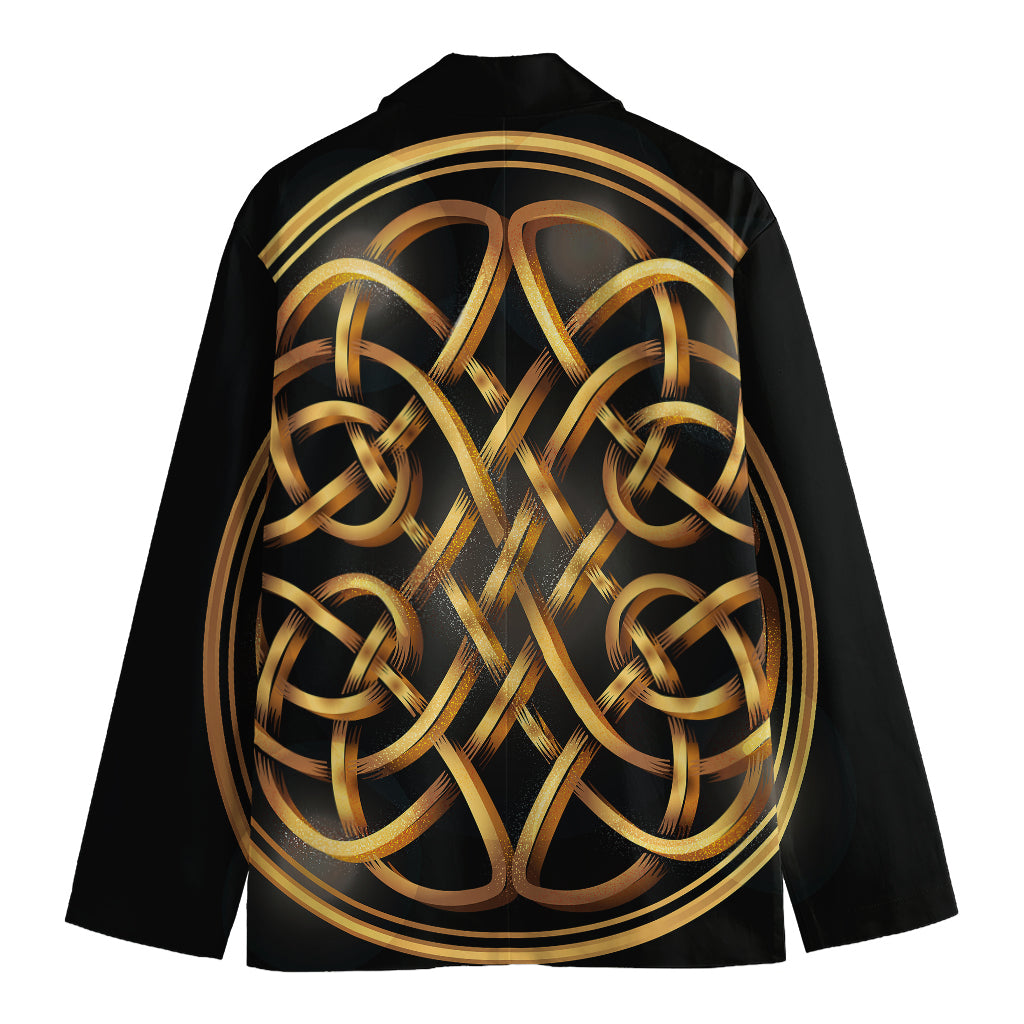 Golden Celtic Knot Print Men's Blazer
