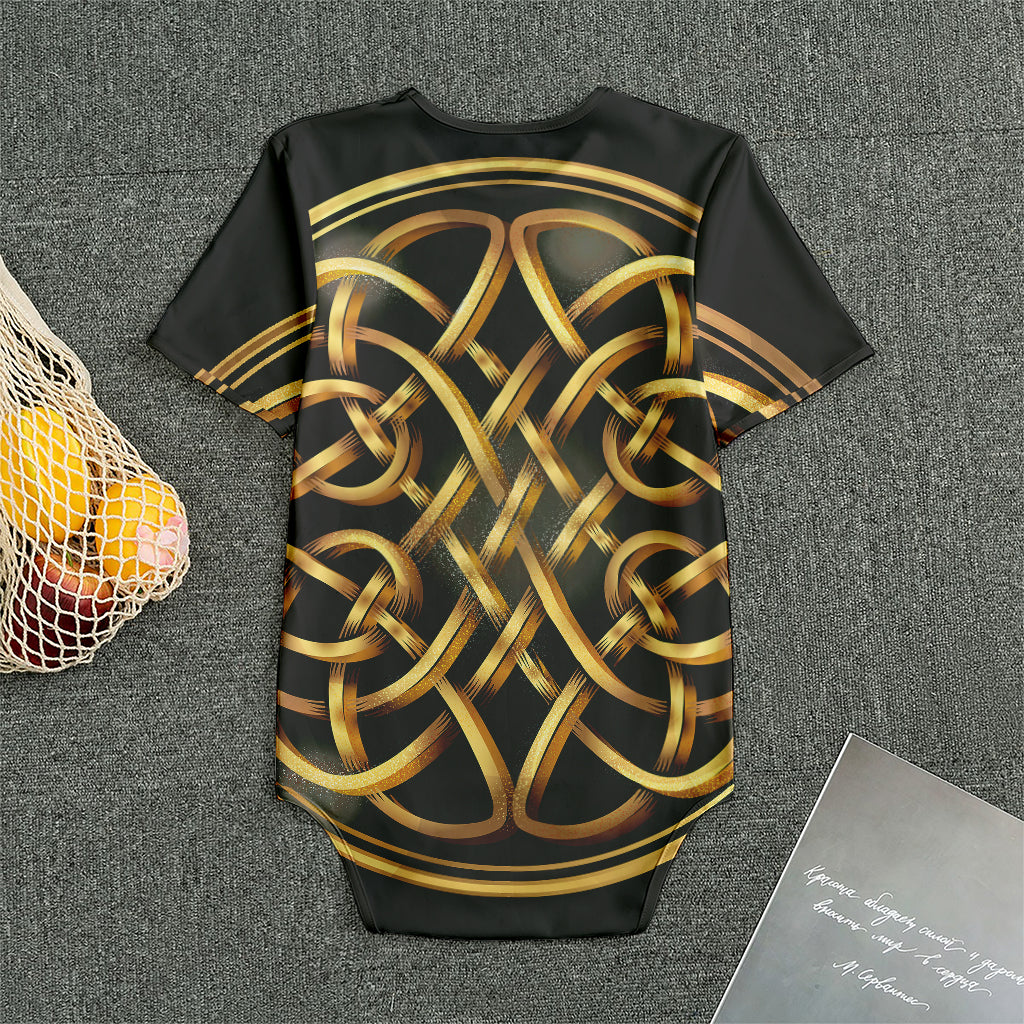 Golden Celtic Knot Print Men's Bodysuit